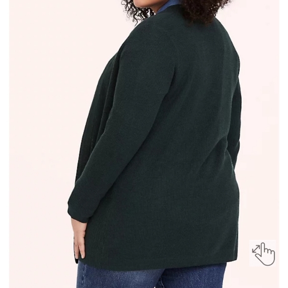 Torrid dark green rib knit open front cardigan - Picture 2 of 10